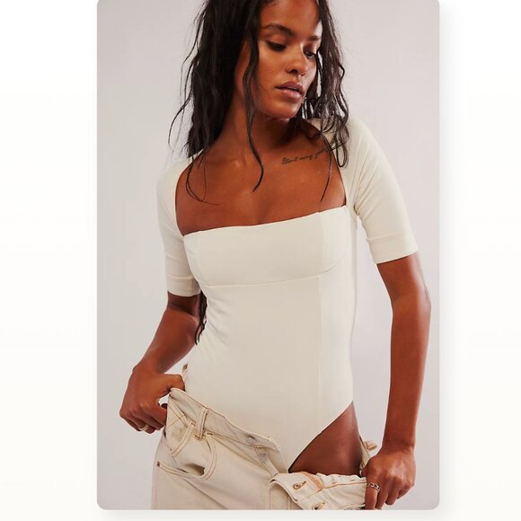 Free People Tops - NWT Free People Everly Square Neck Bodysuit Small, TOFU